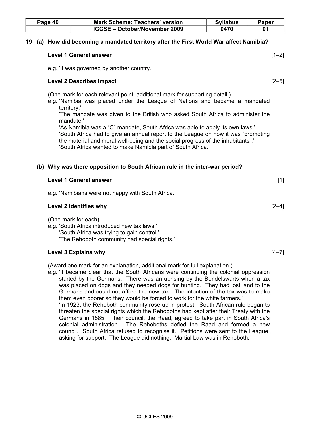 Mark scheme, page 40 of 54