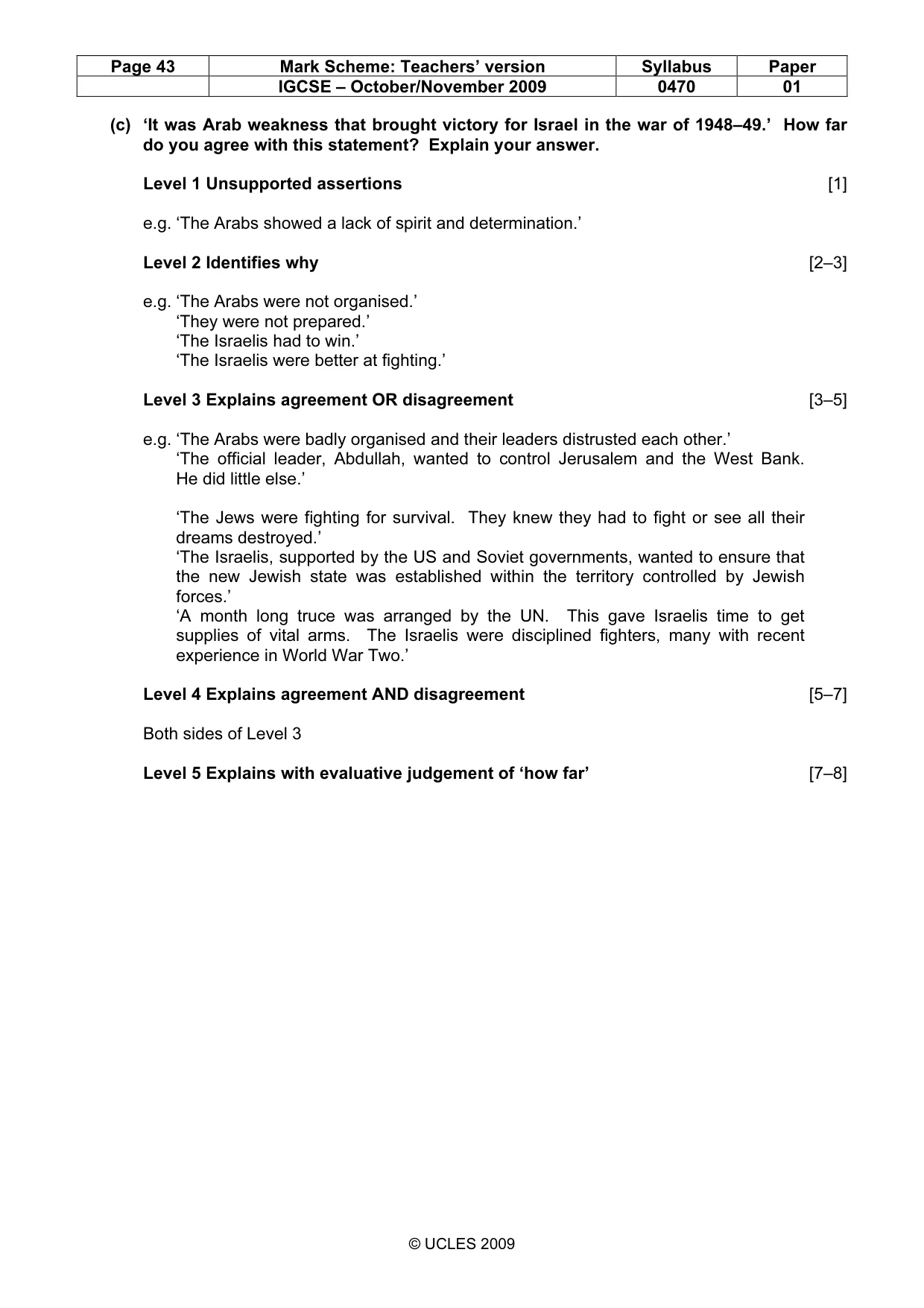 Mark scheme, page 43 of 54