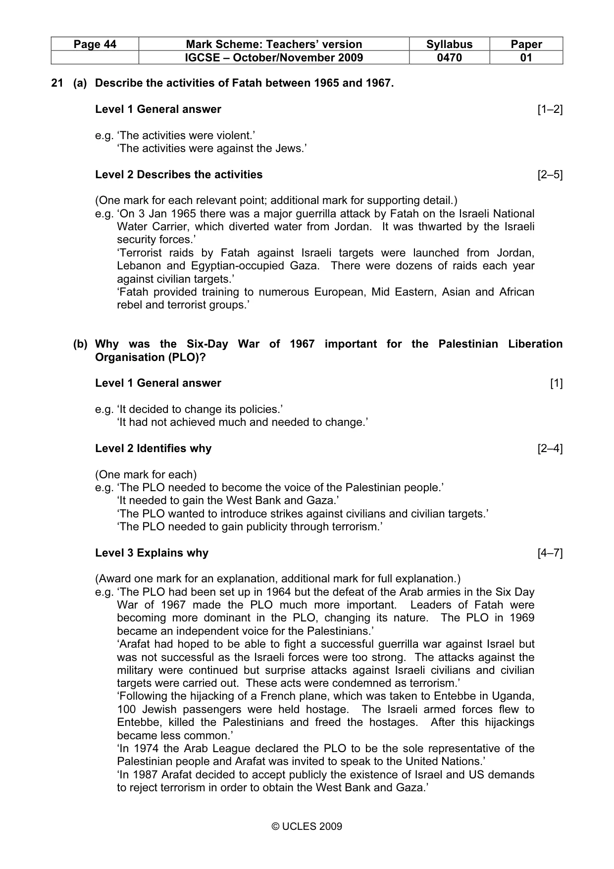 Mark scheme, page 44 of 54