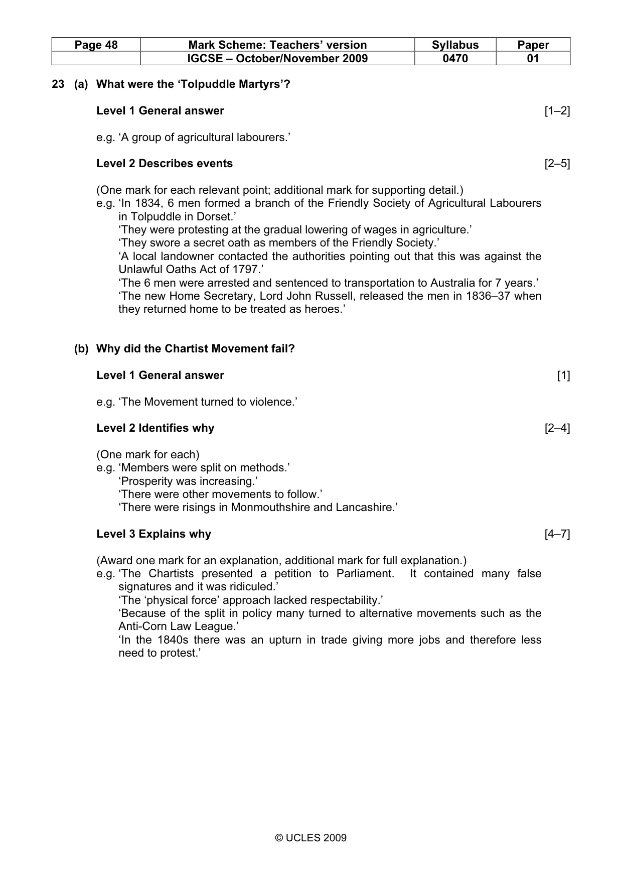 Mark scheme, page 48 of 54