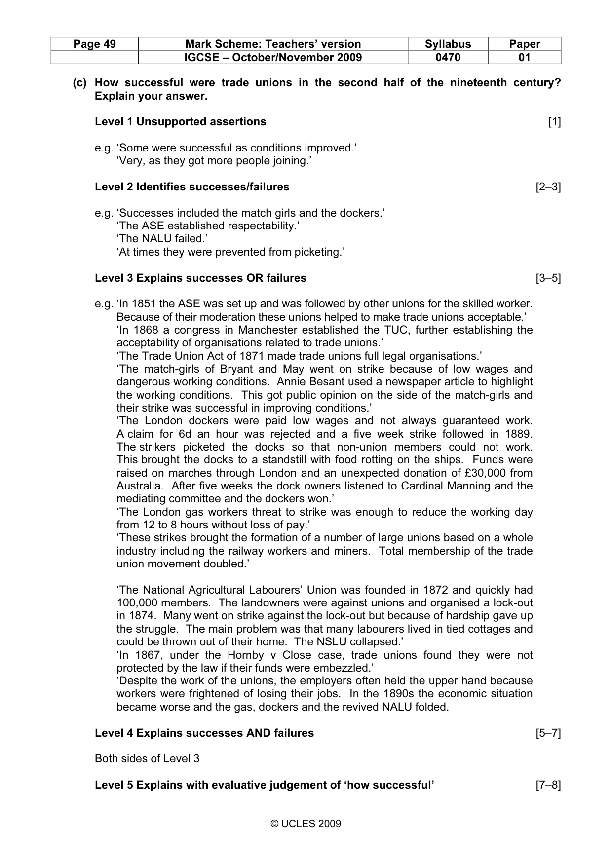Mark scheme, page 49 of 54
