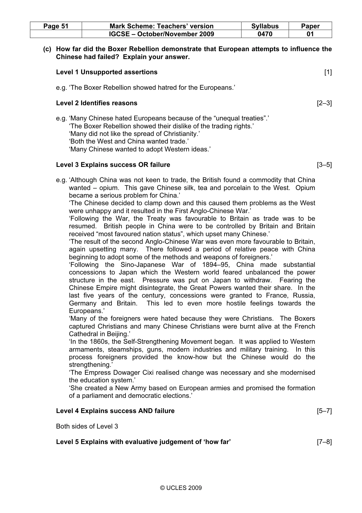 Mark scheme, page 51 of 54