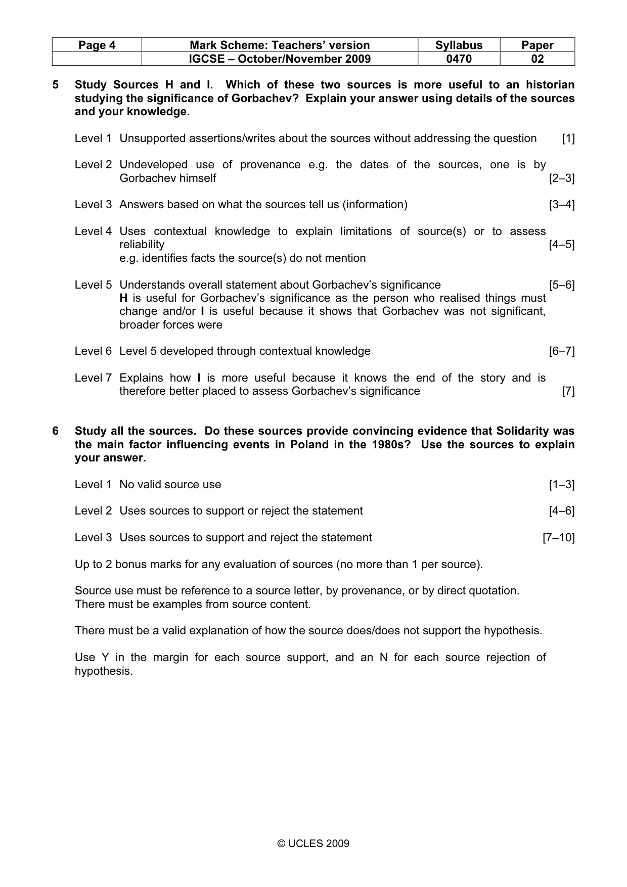 Mark scheme, page 4 of 7