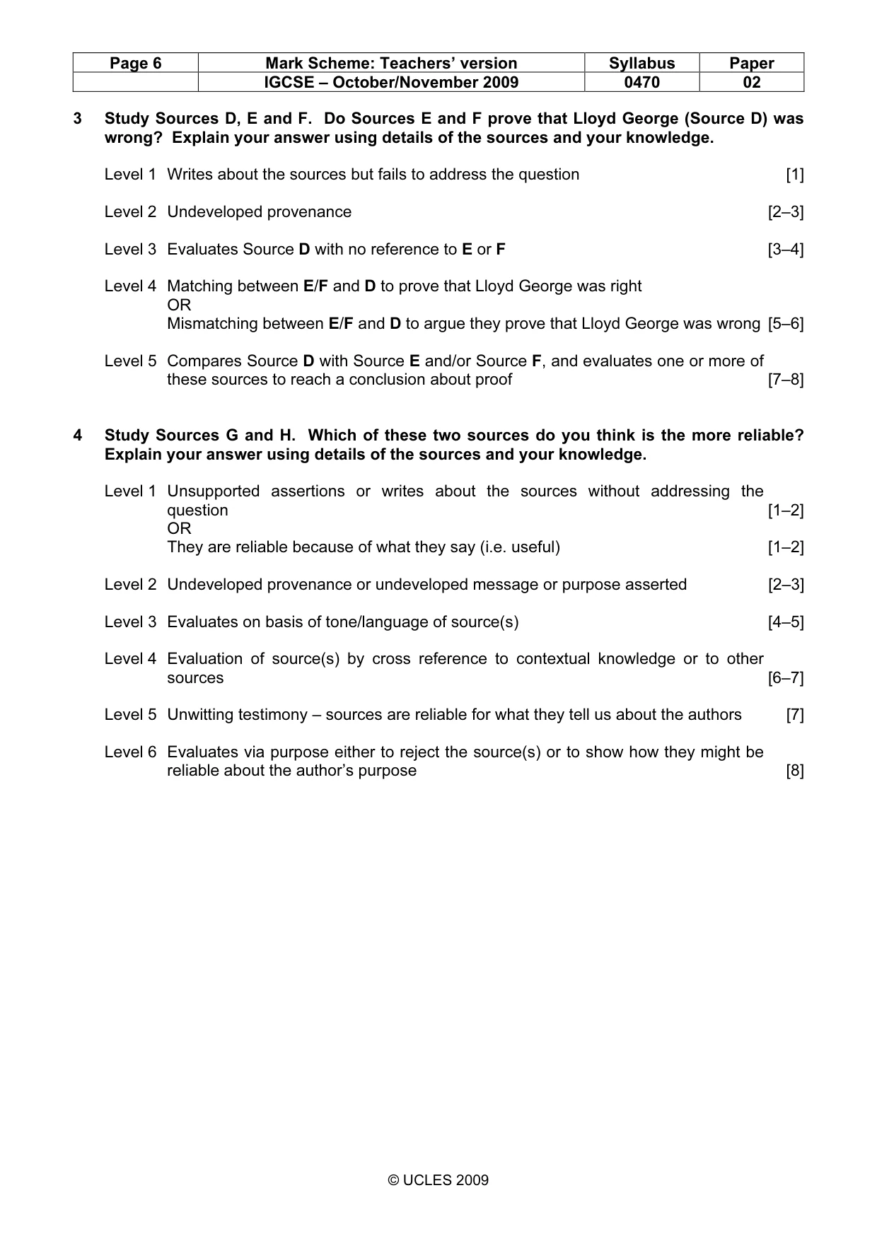 Mark scheme, page 6 of 7