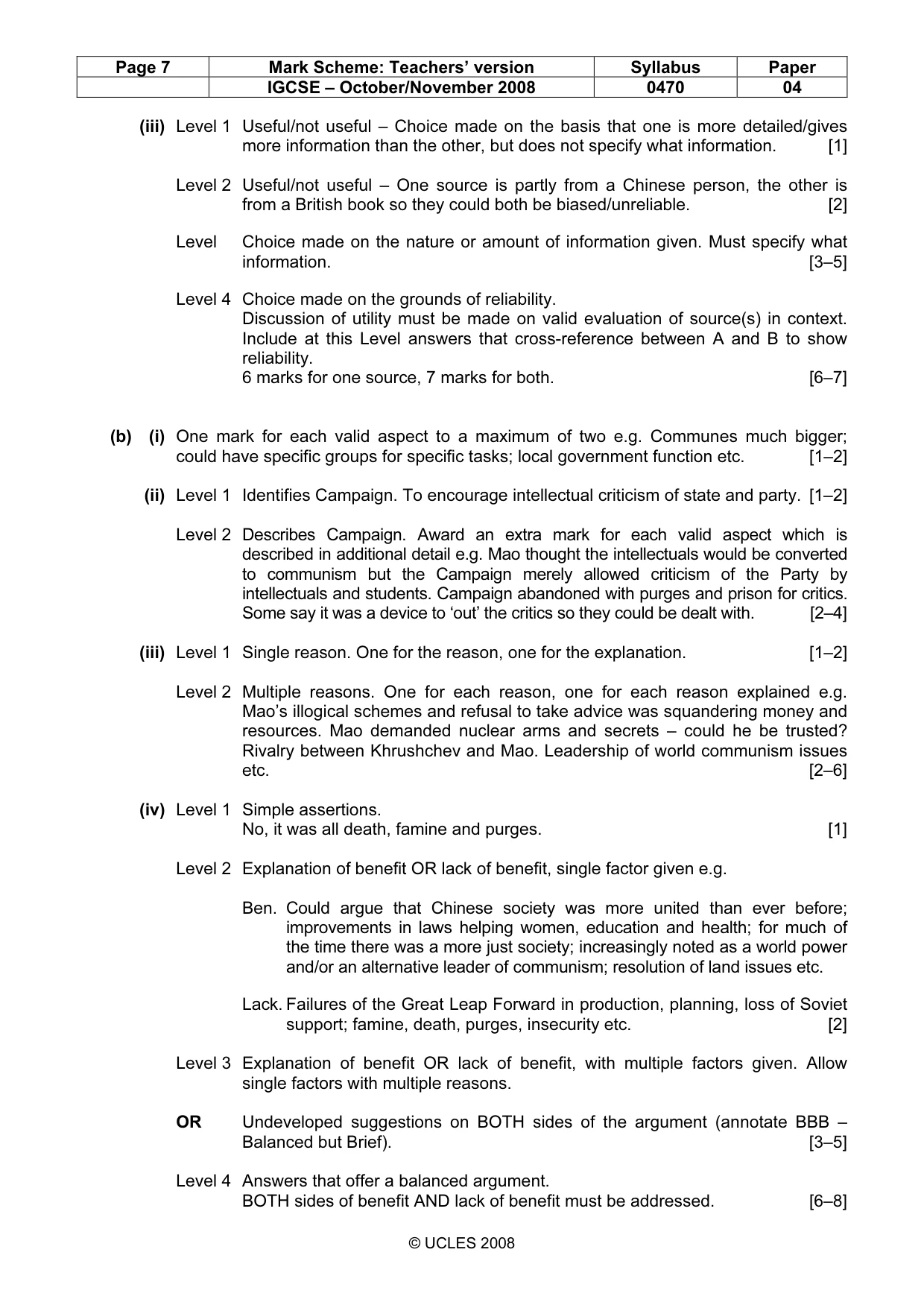 Mark scheme, page 7 of 15