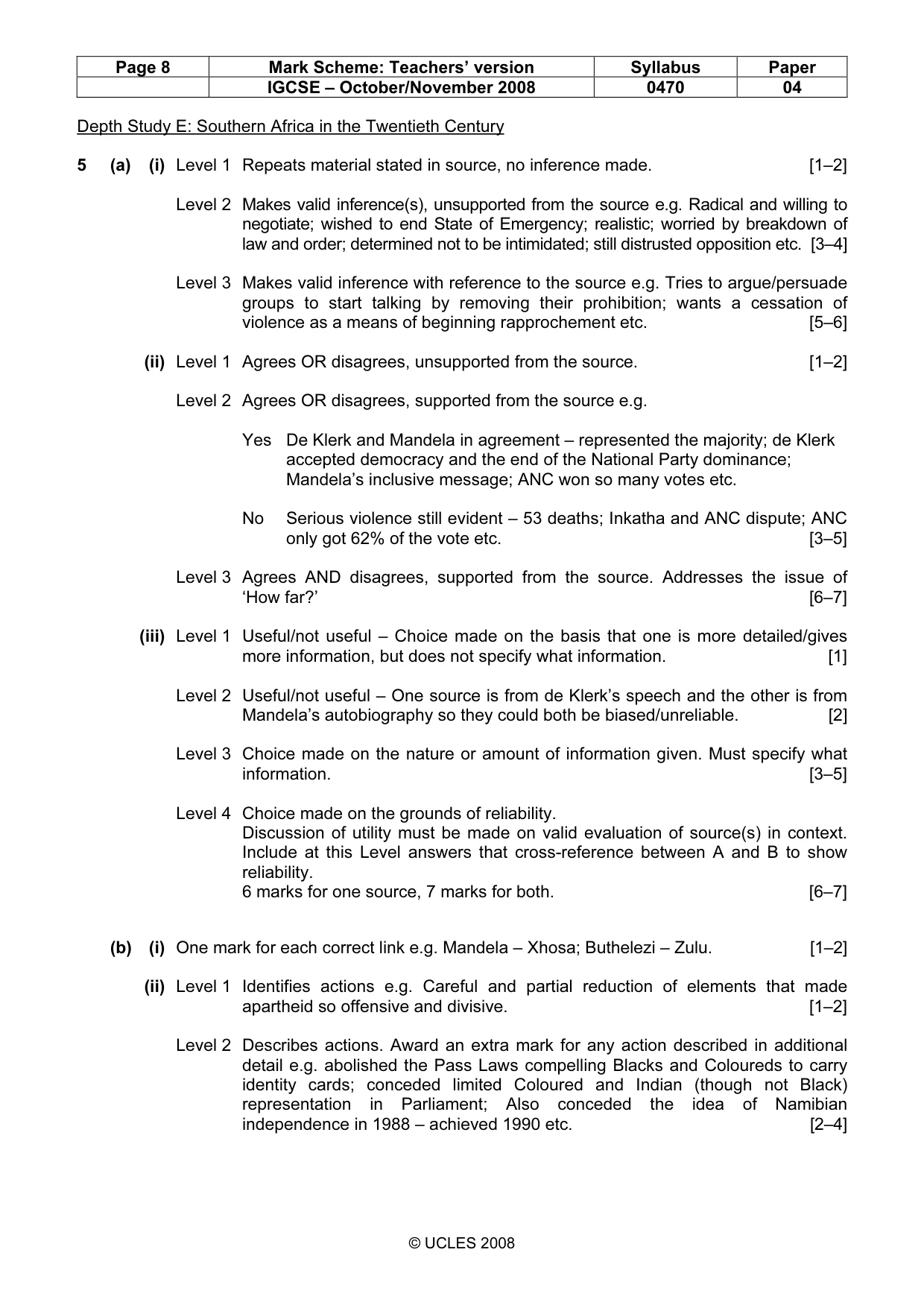 Mark scheme, page 8 of 15