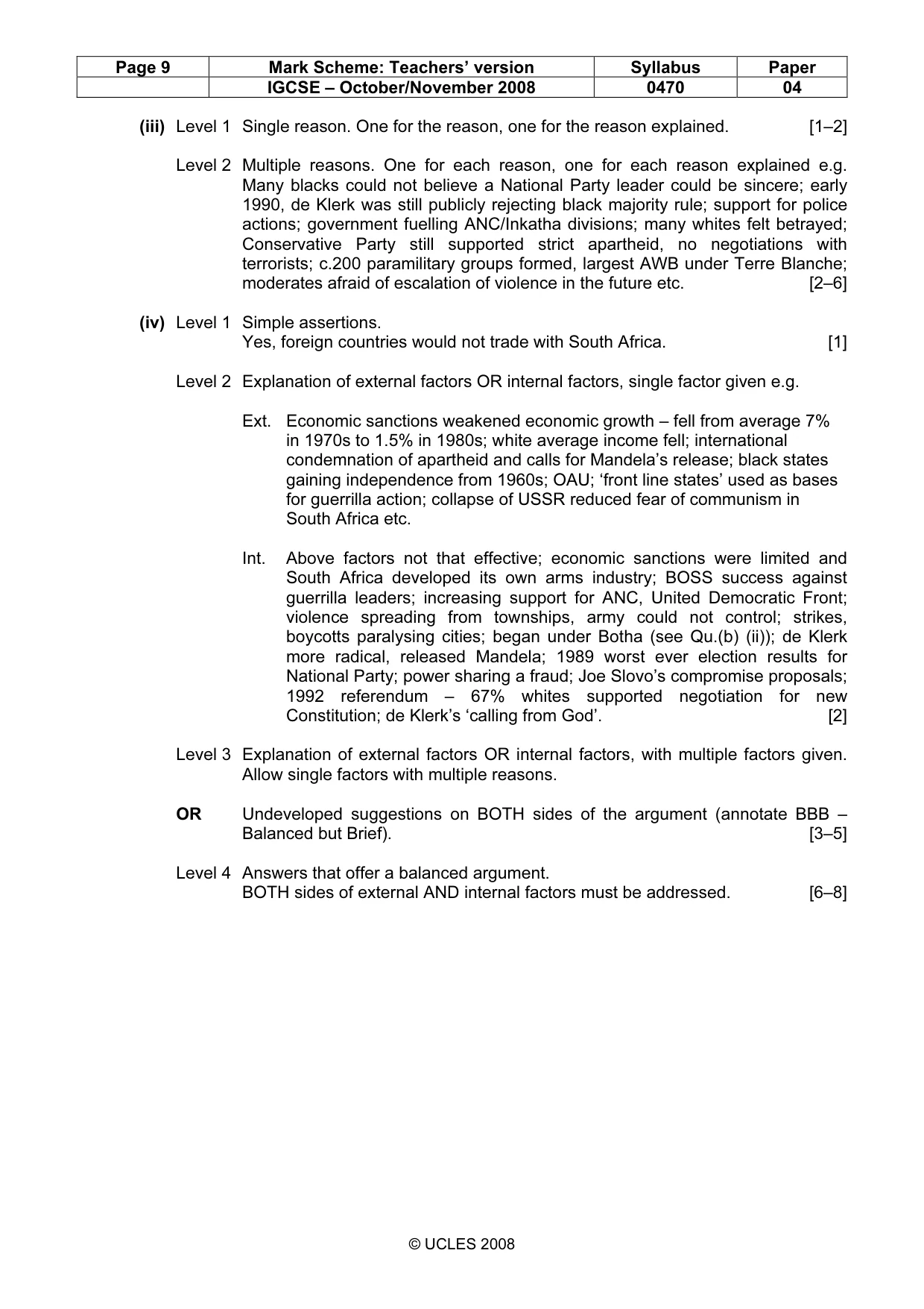 Mark scheme, page 9 of 15