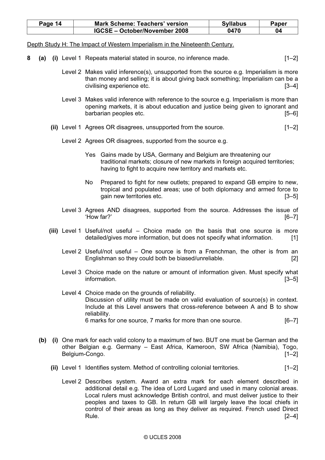 Mark scheme, page 14 of 15