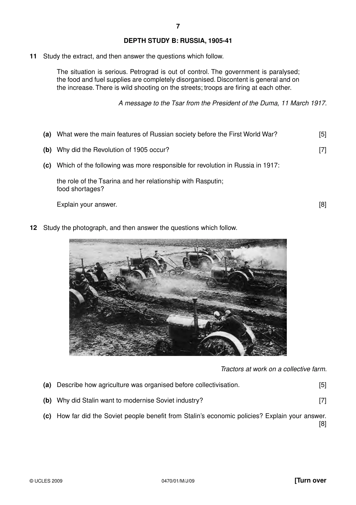 Cambridge IGCSE History 0470 2009 Oct/Nov Paper 1 · Variant 1 question paper, page 7 of 20