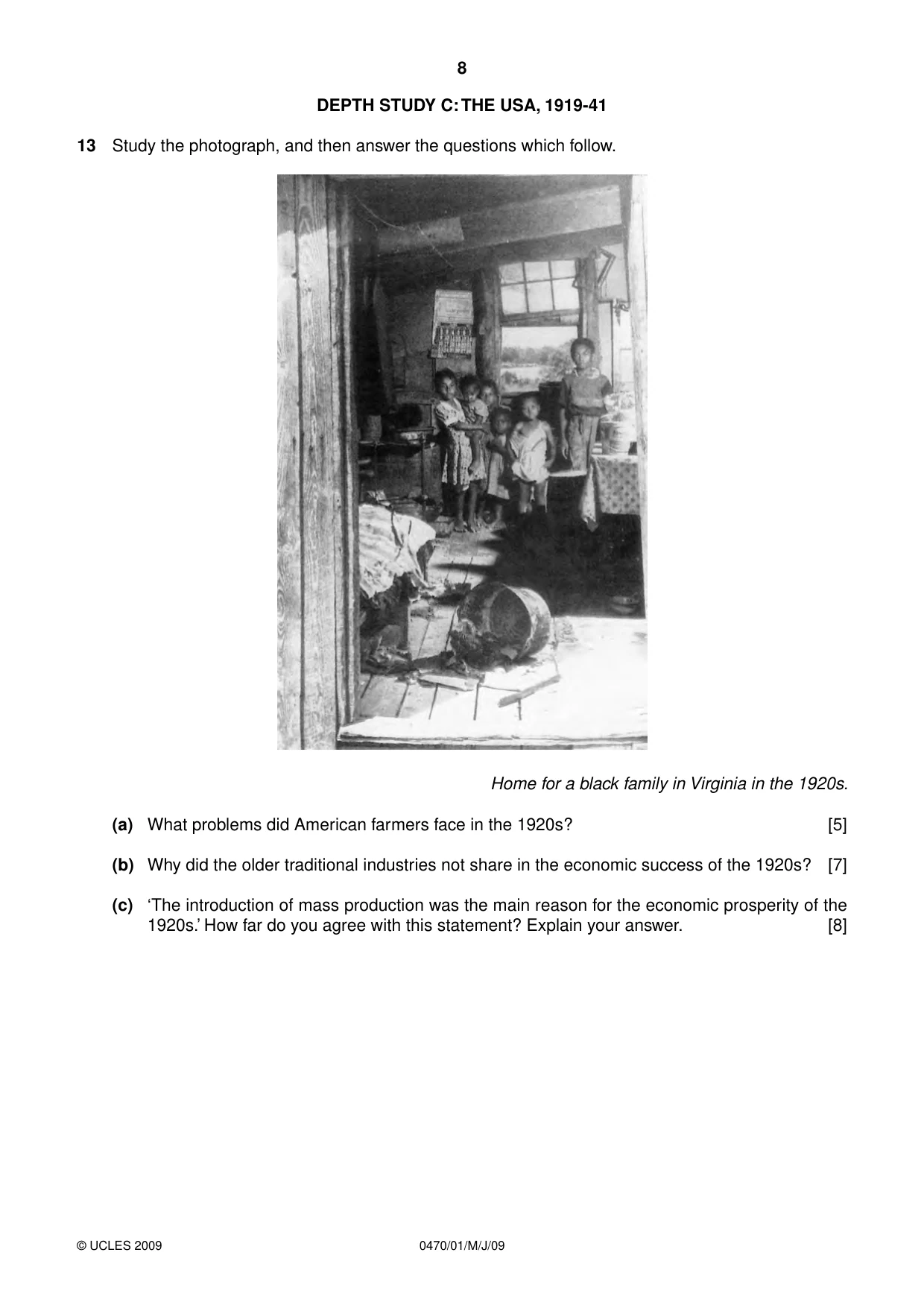Cambridge IGCSE History 0470 2009 Oct/Nov Paper 1 · Variant 1 question paper, page 8 of 20