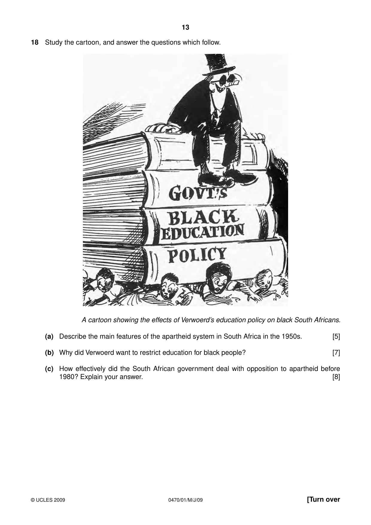 Cambridge IGCSE History 0470 2009 Oct/Nov Paper 1 · Variant 1 question paper, page 13 of 20