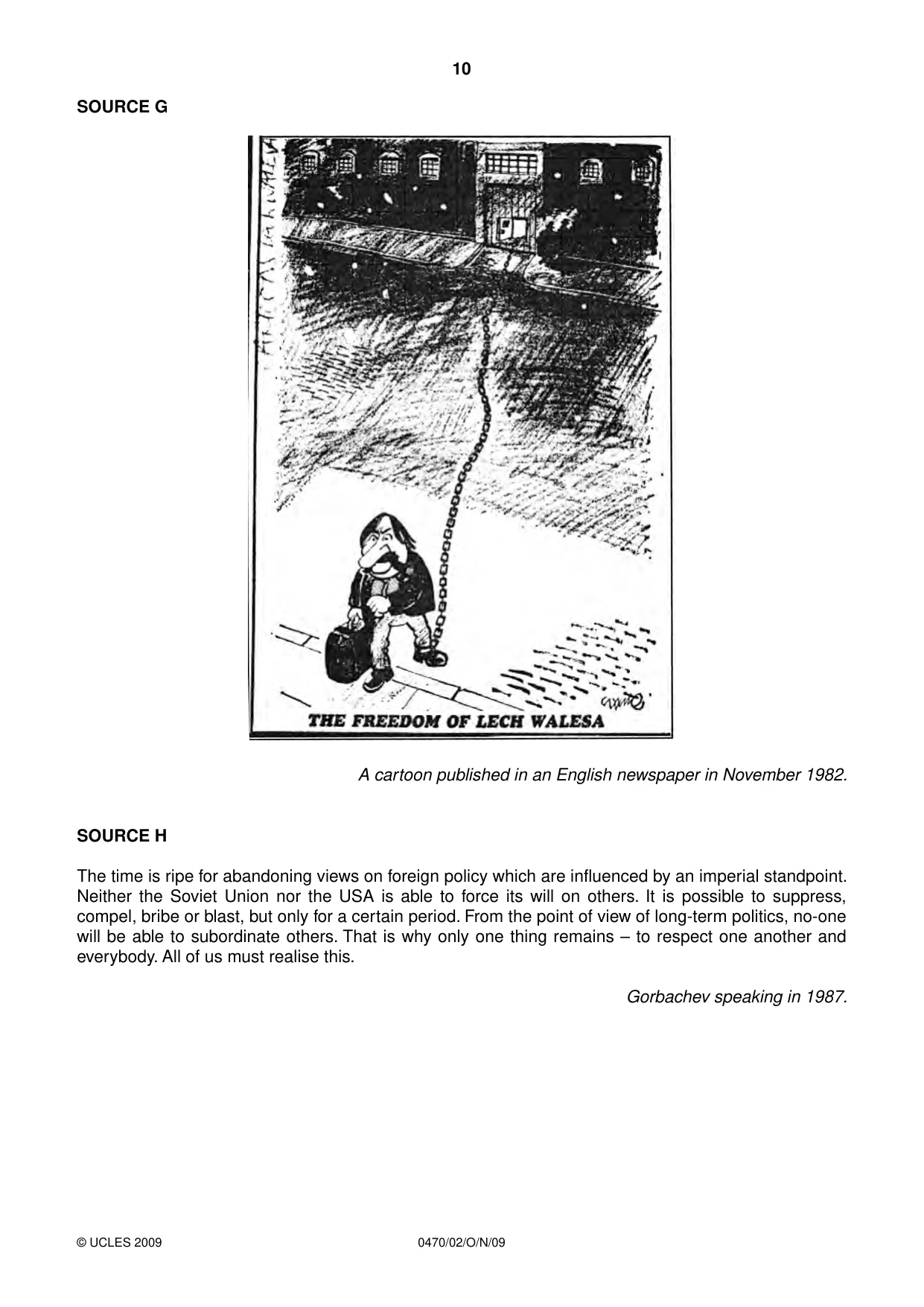 Cambridge IGCSE History 0470 2009 Oct/Nov Paper 2 · Variant 1 question paper, page 10 of 12