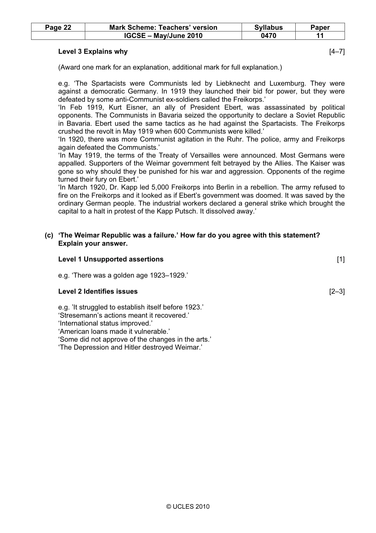Mark scheme, page 22 of 55