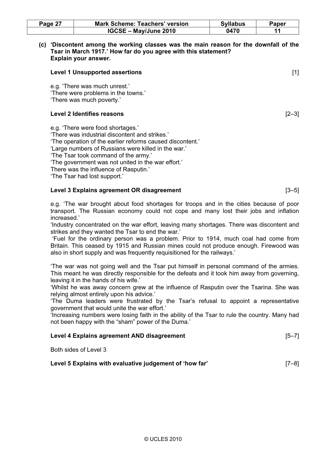 Mark scheme, page 27 of 55