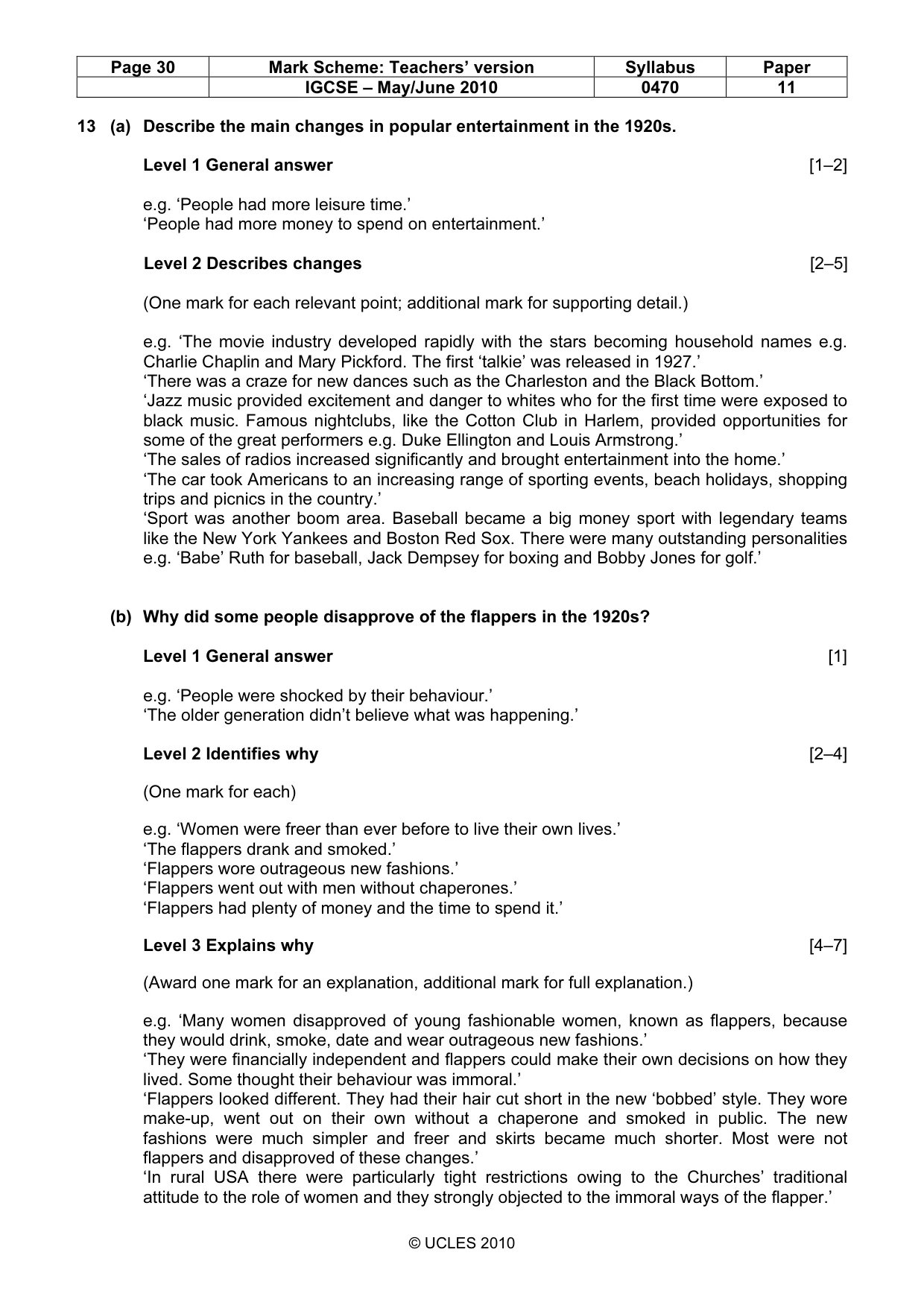 Mark scheme, page 30 of 55