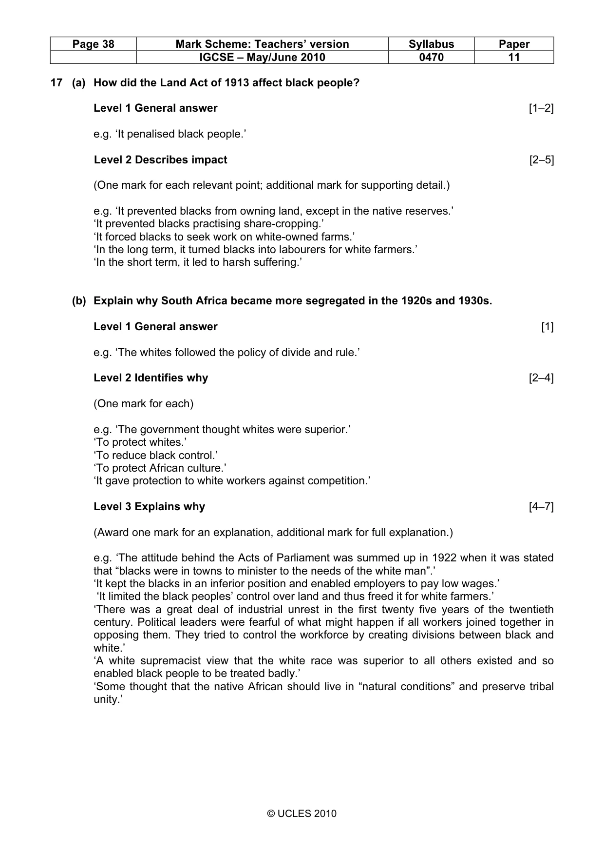 Mark scheme, page 38 of 55