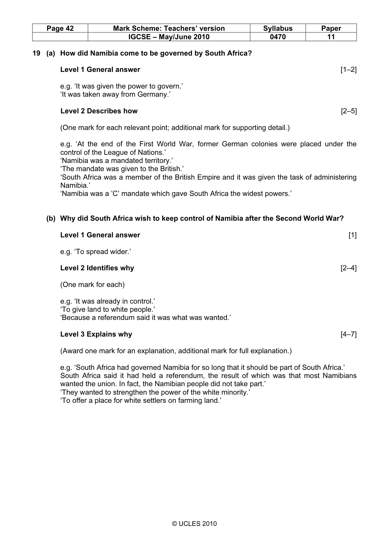 Mark scheme, page 42 of 55