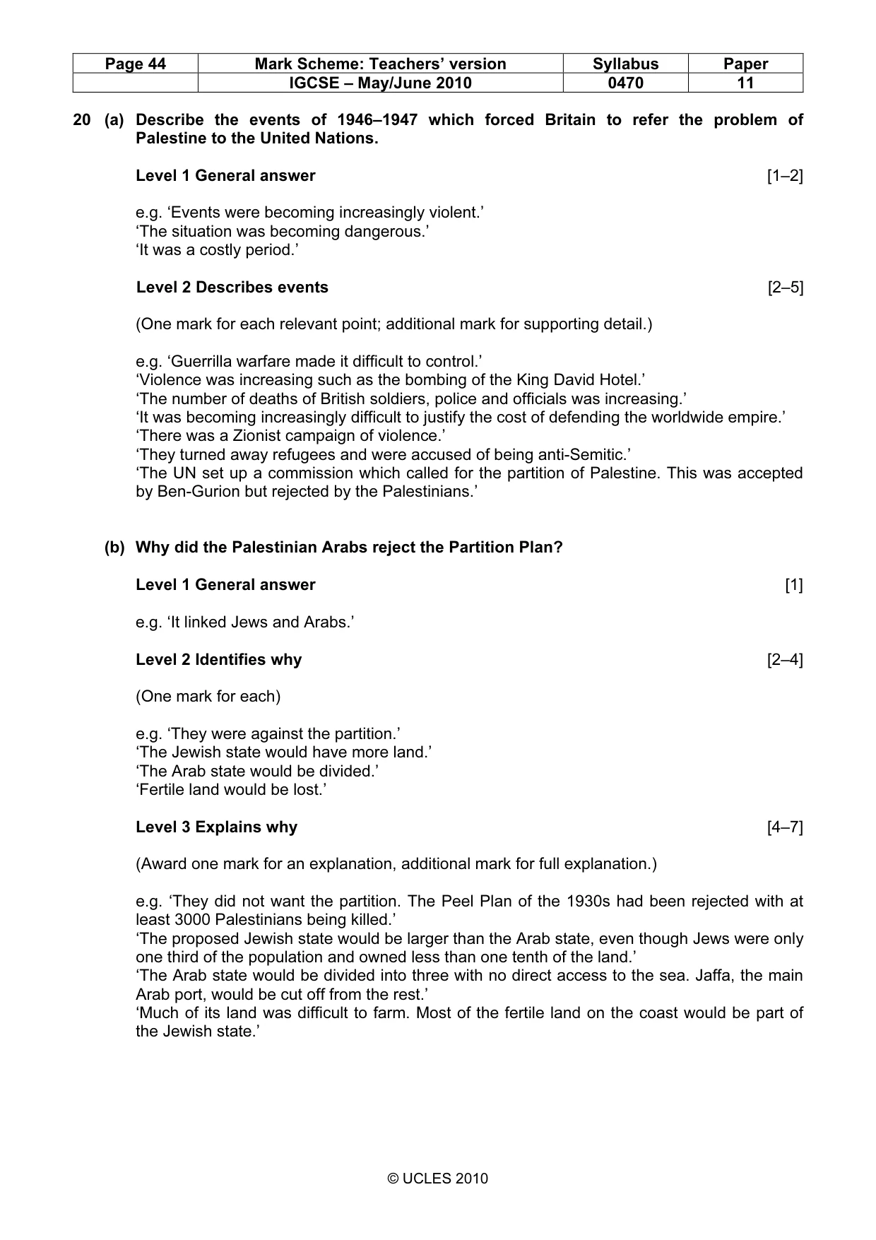 Mark scheme, page 44 of 55