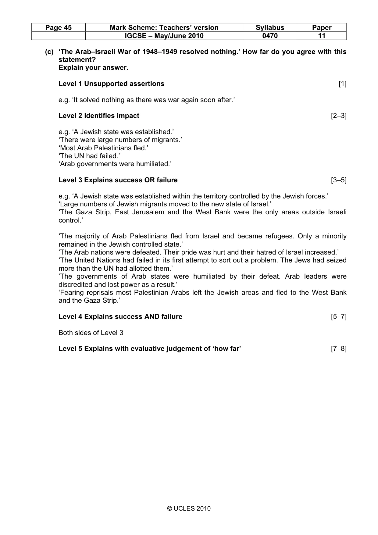 Mark scheme, page 45 of 55