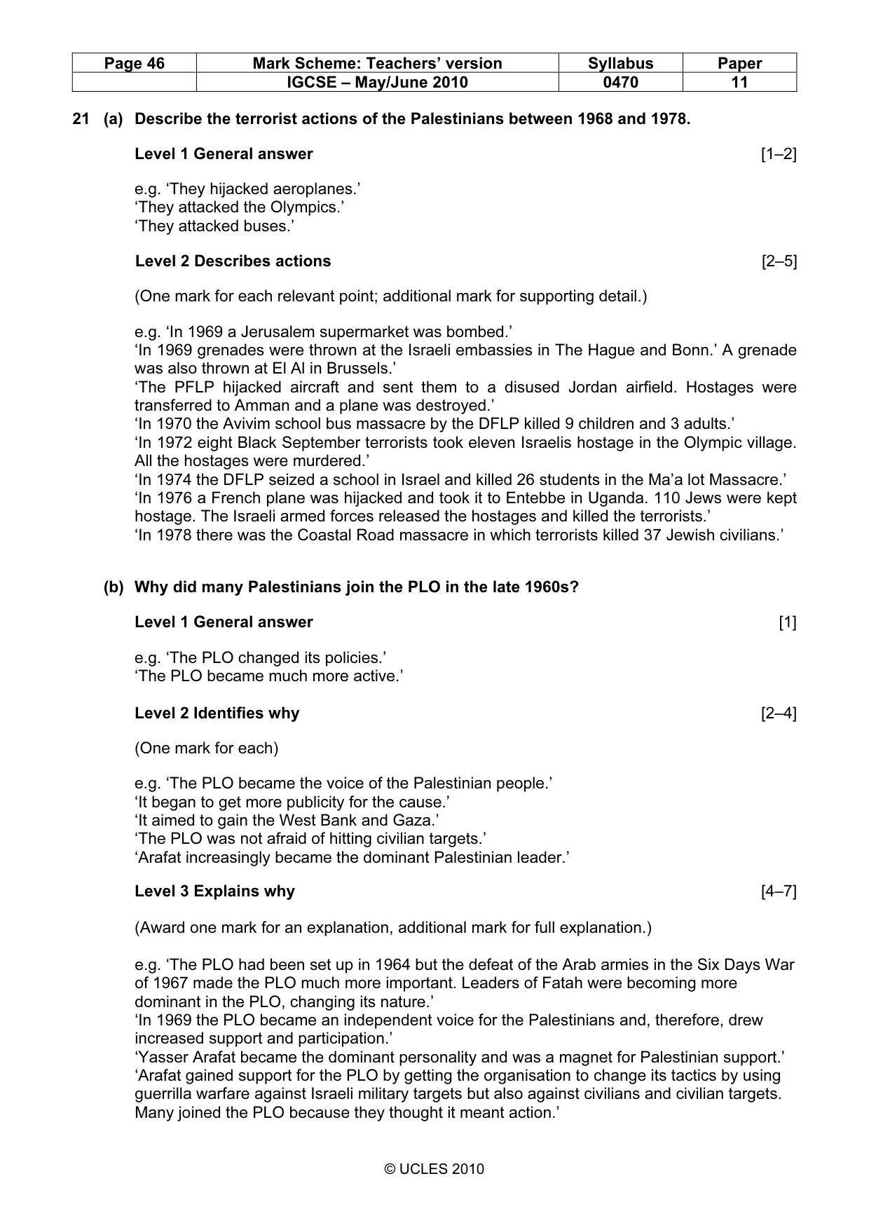 Mark scheme, page 46 of 55