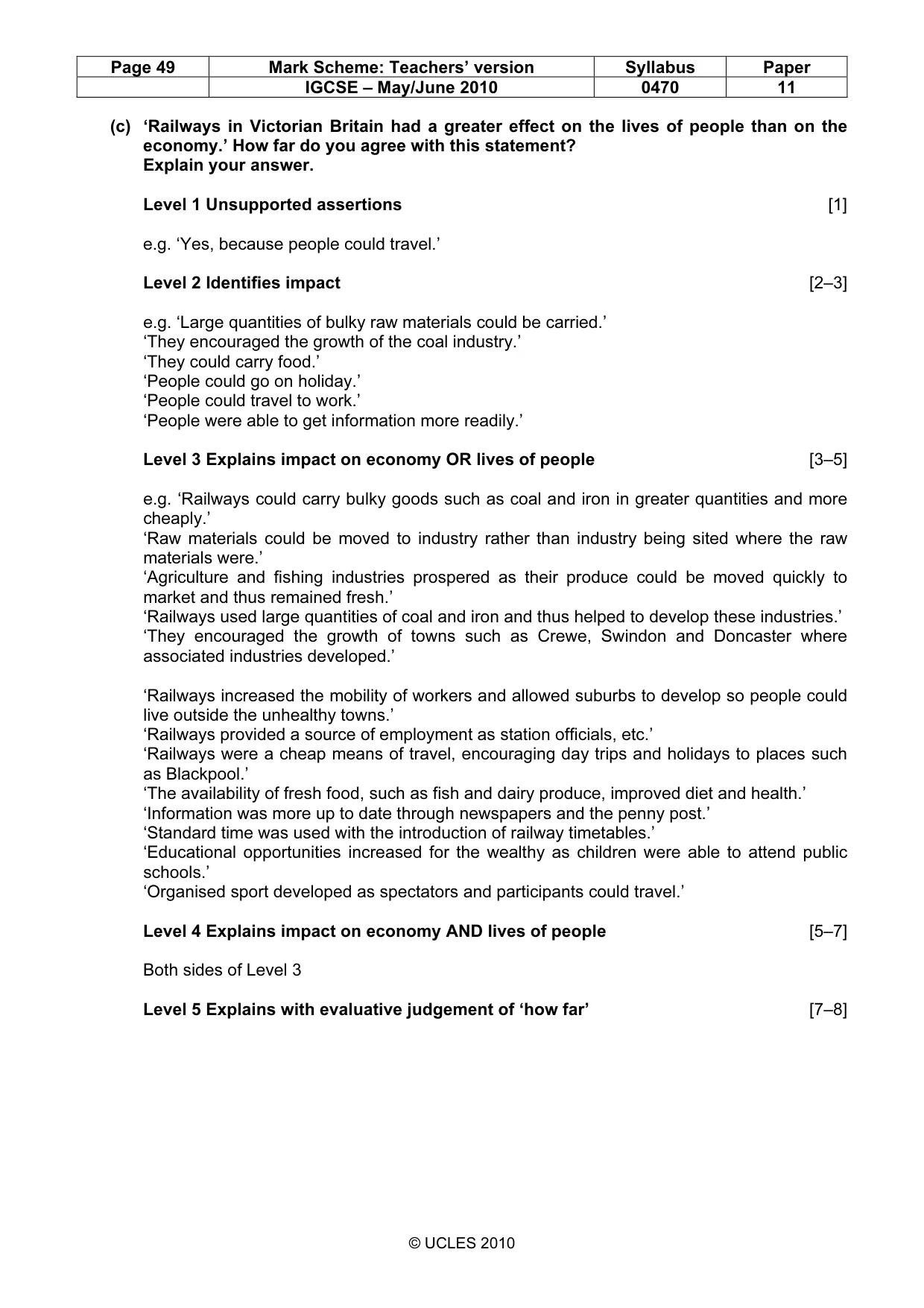 Mark scheme, page 49 of 55
