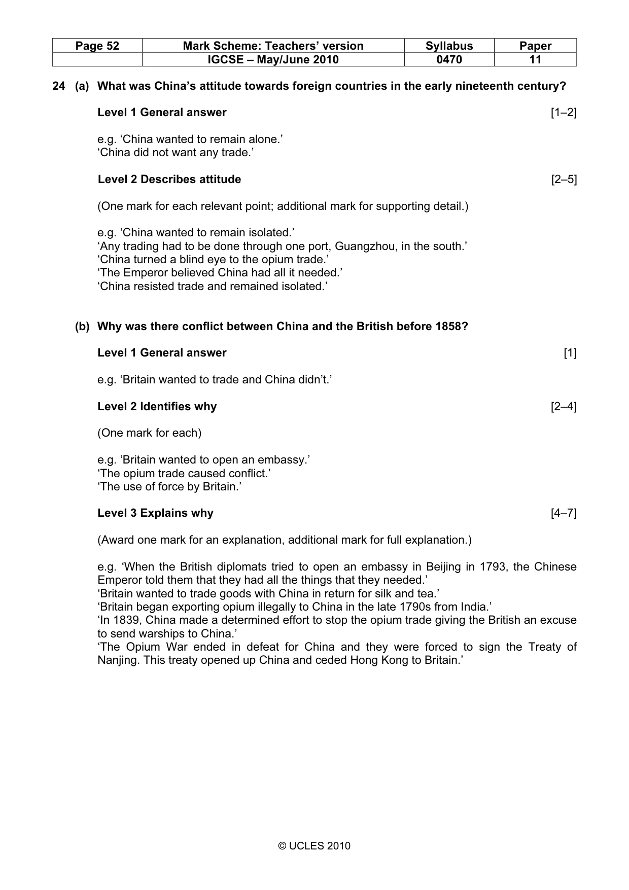 Mark scheme, page 52 of 55