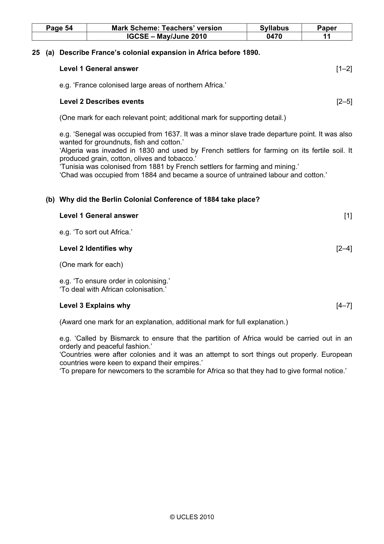 Mark scheme, page 54 of 55