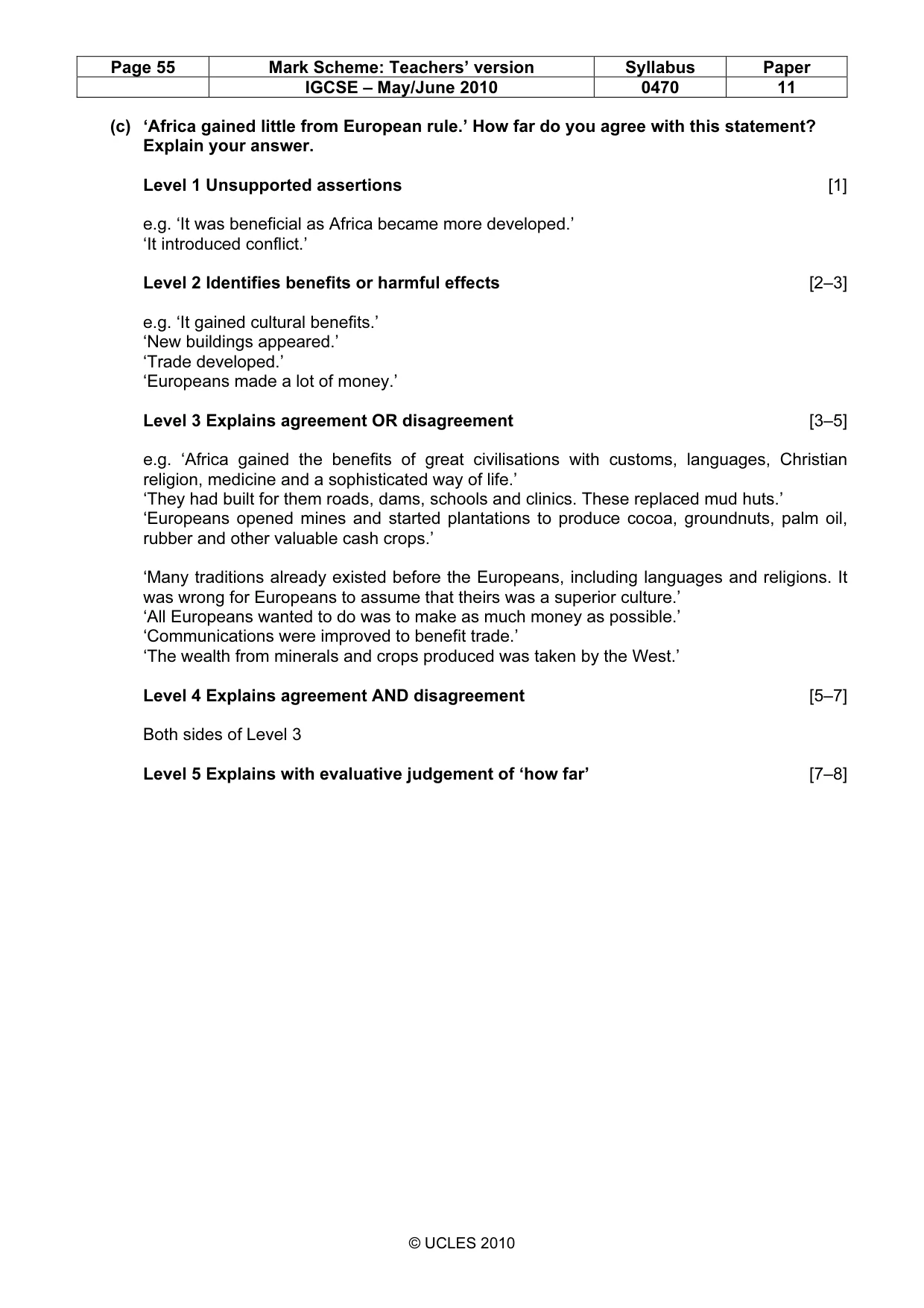 Mark scheme, page 55 of 55