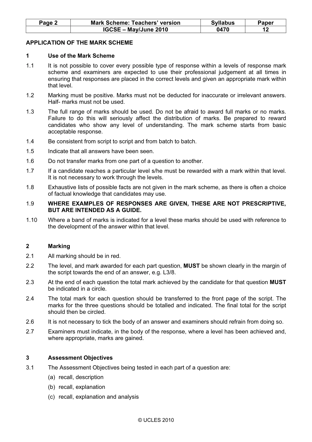 Mark scheme, page 2 of 52