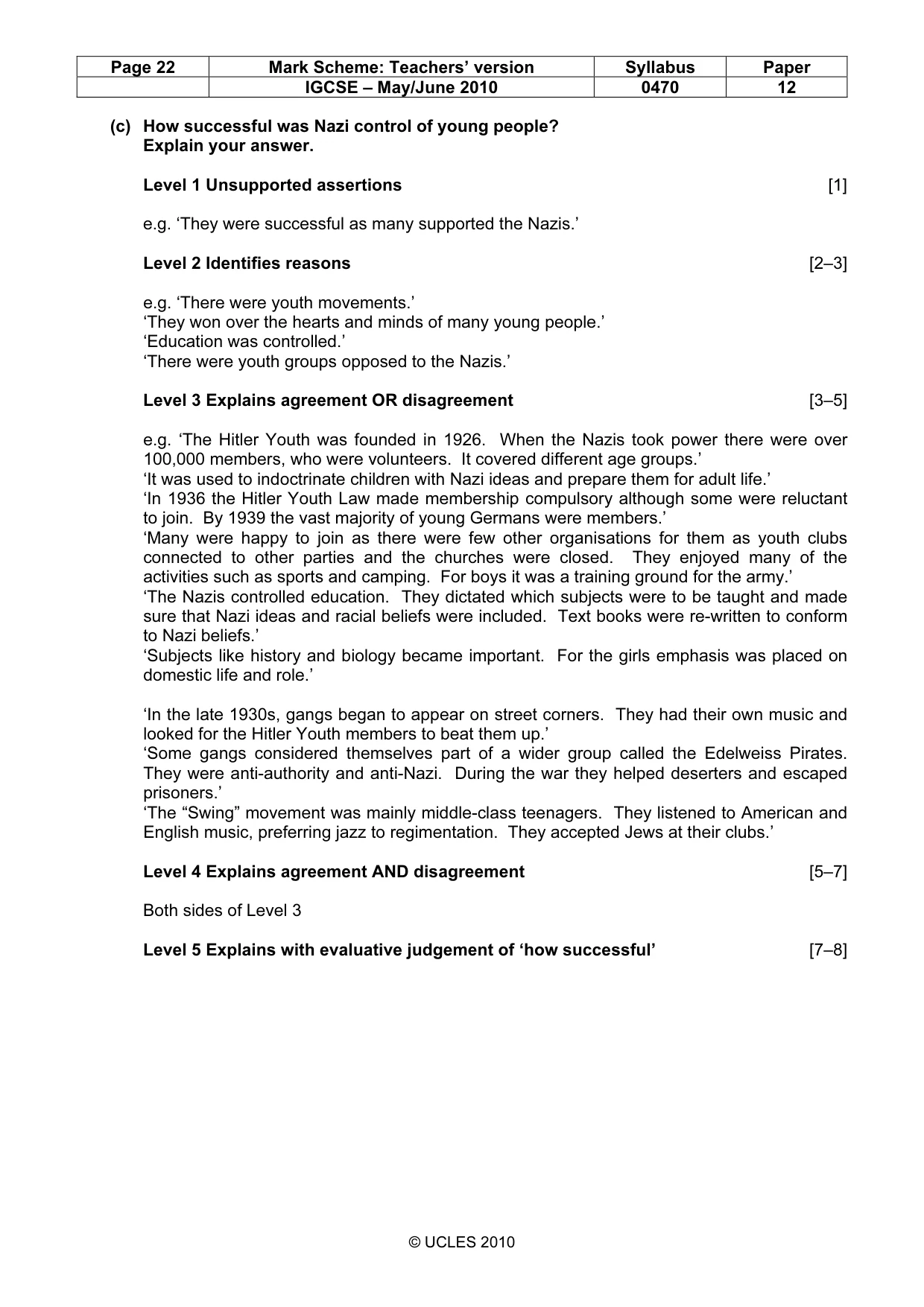 Mark scheme, page 22 of 52