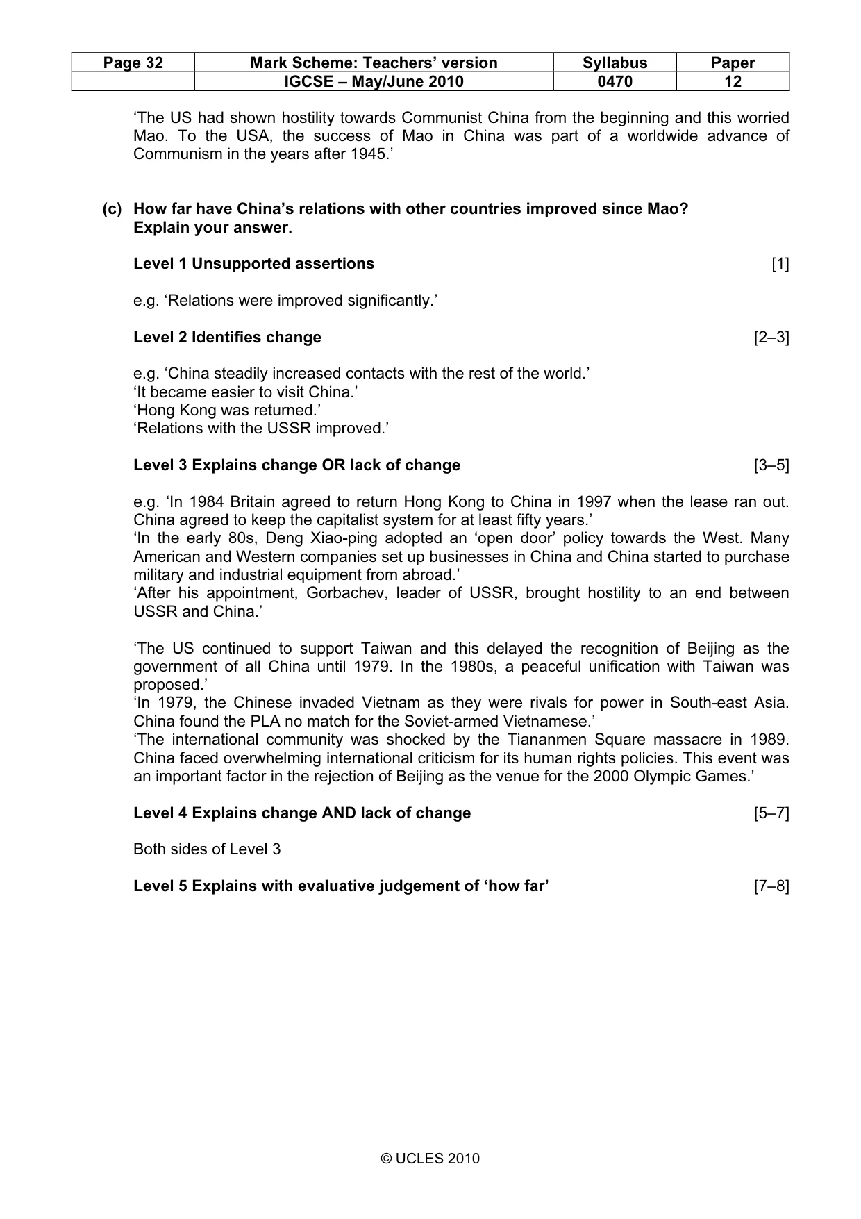 Mark scheme, page 32 of 52
