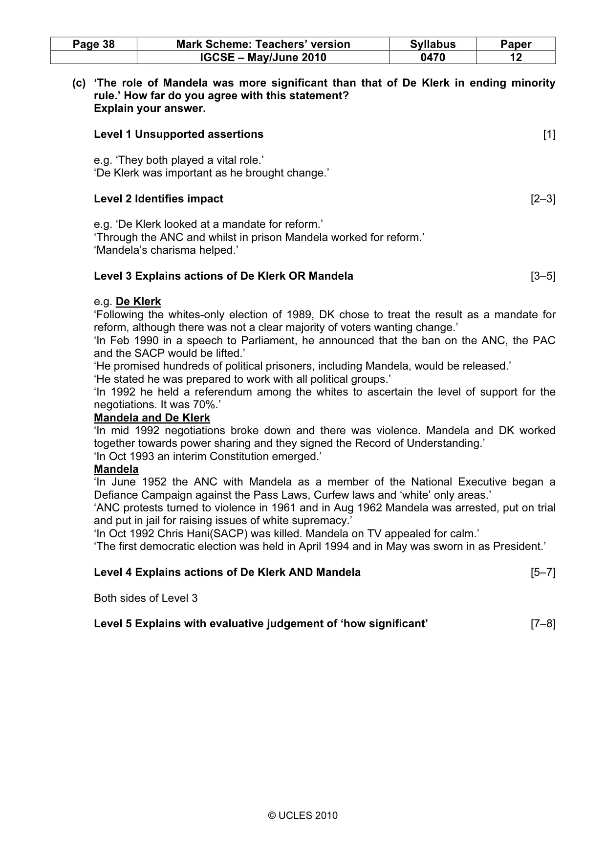 Mark scheme, page 38 of 52
