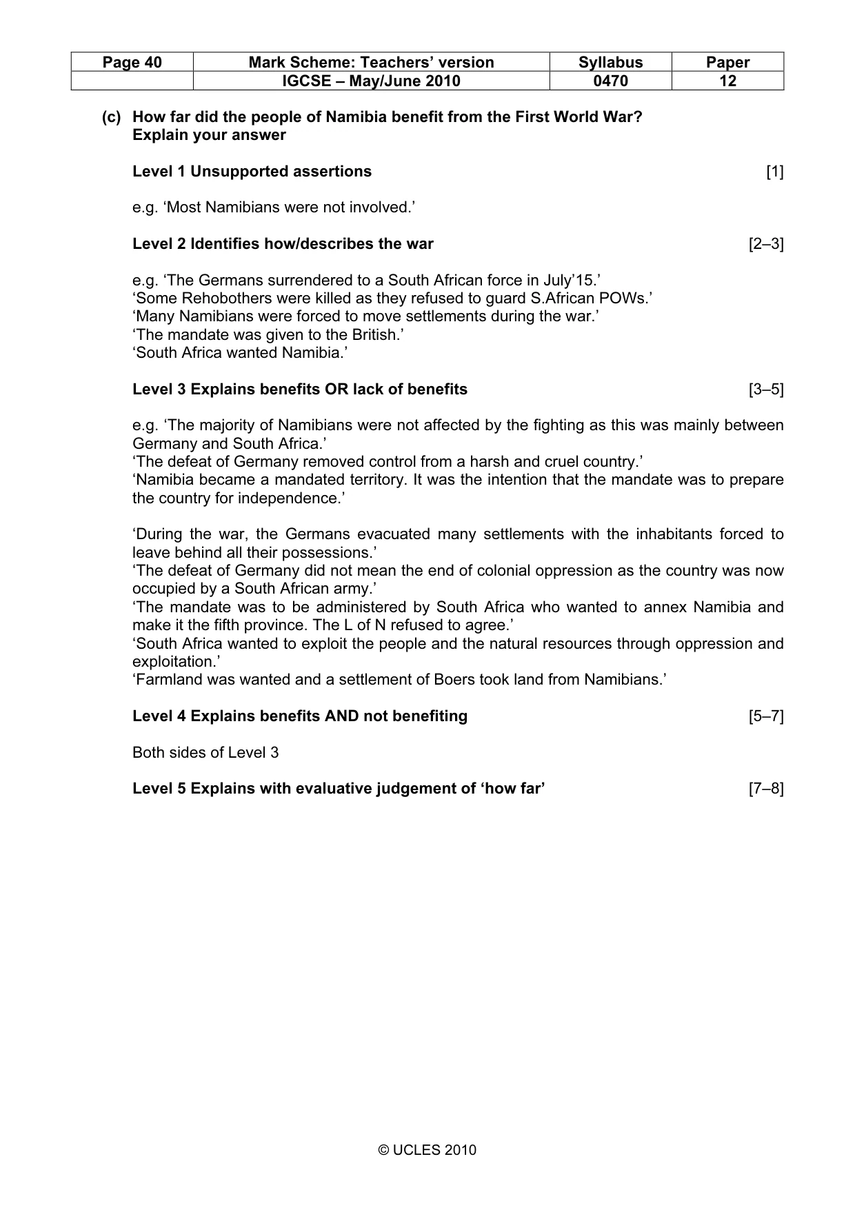 Mark scheme, page 40 of 52
