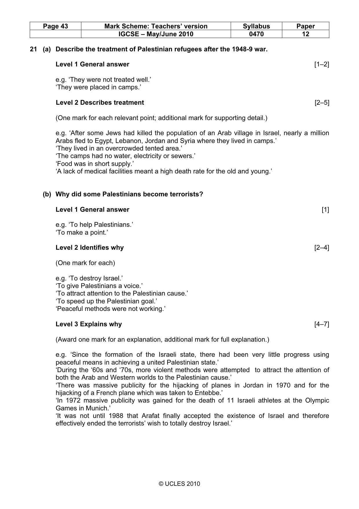 Mark scheme, page 43 of 52