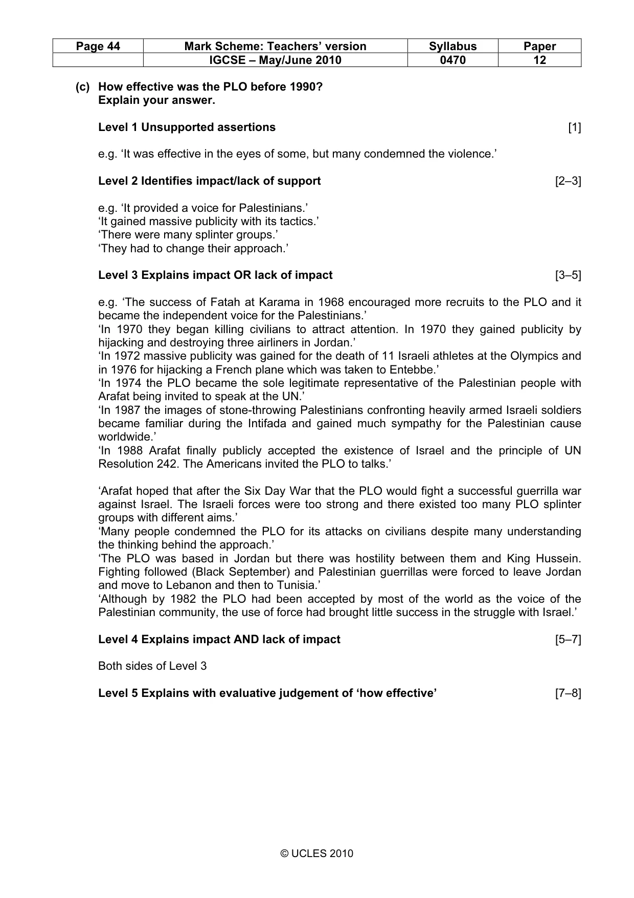 Mark scheme, page 44 of 52