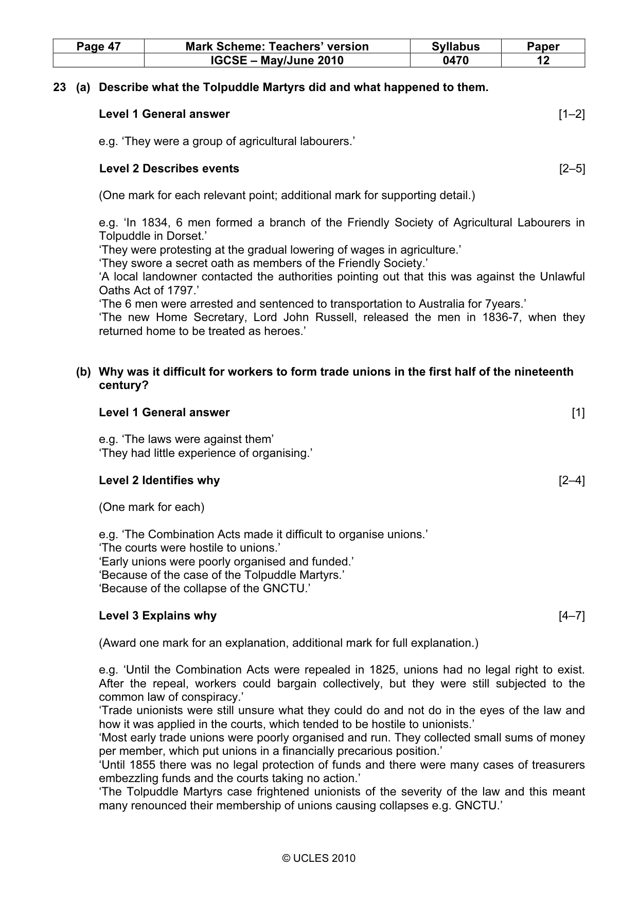 Mark scheme, page 47 of 52