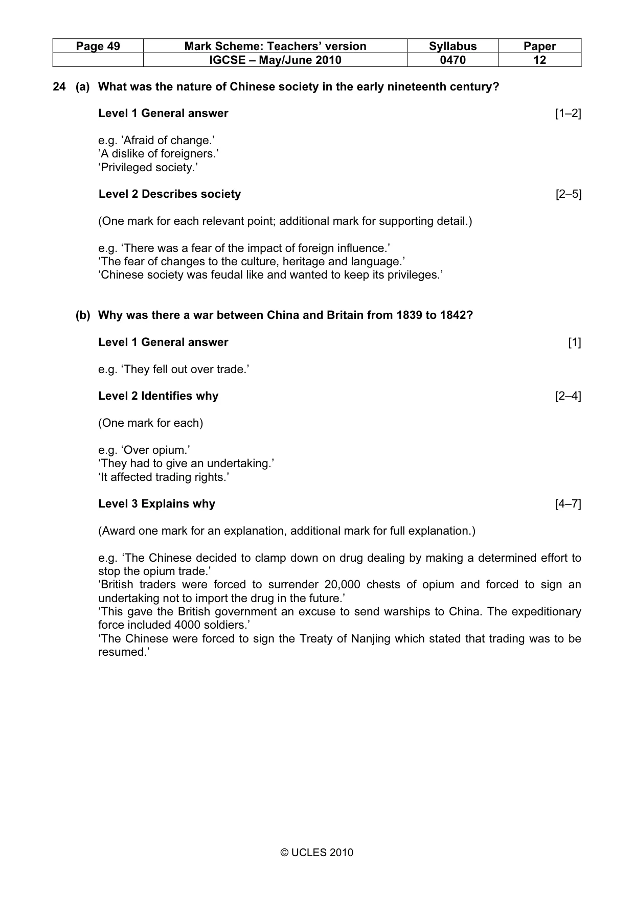 Mark scheme, page 49 of 52