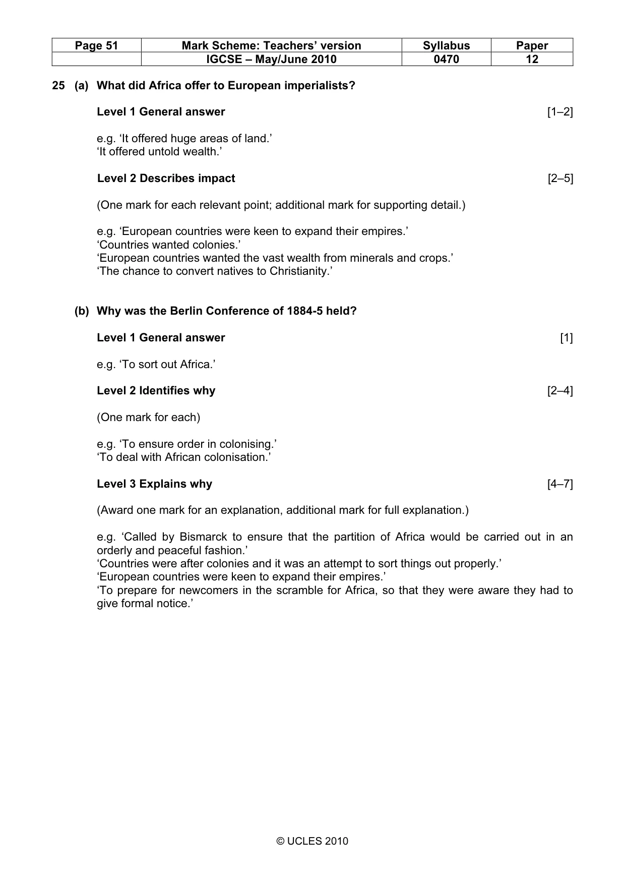 Mark scheme, page 51 of 52