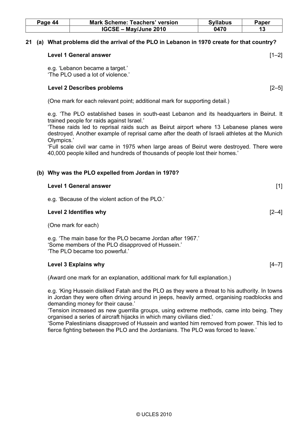 Mark scheme, page 44 of 53