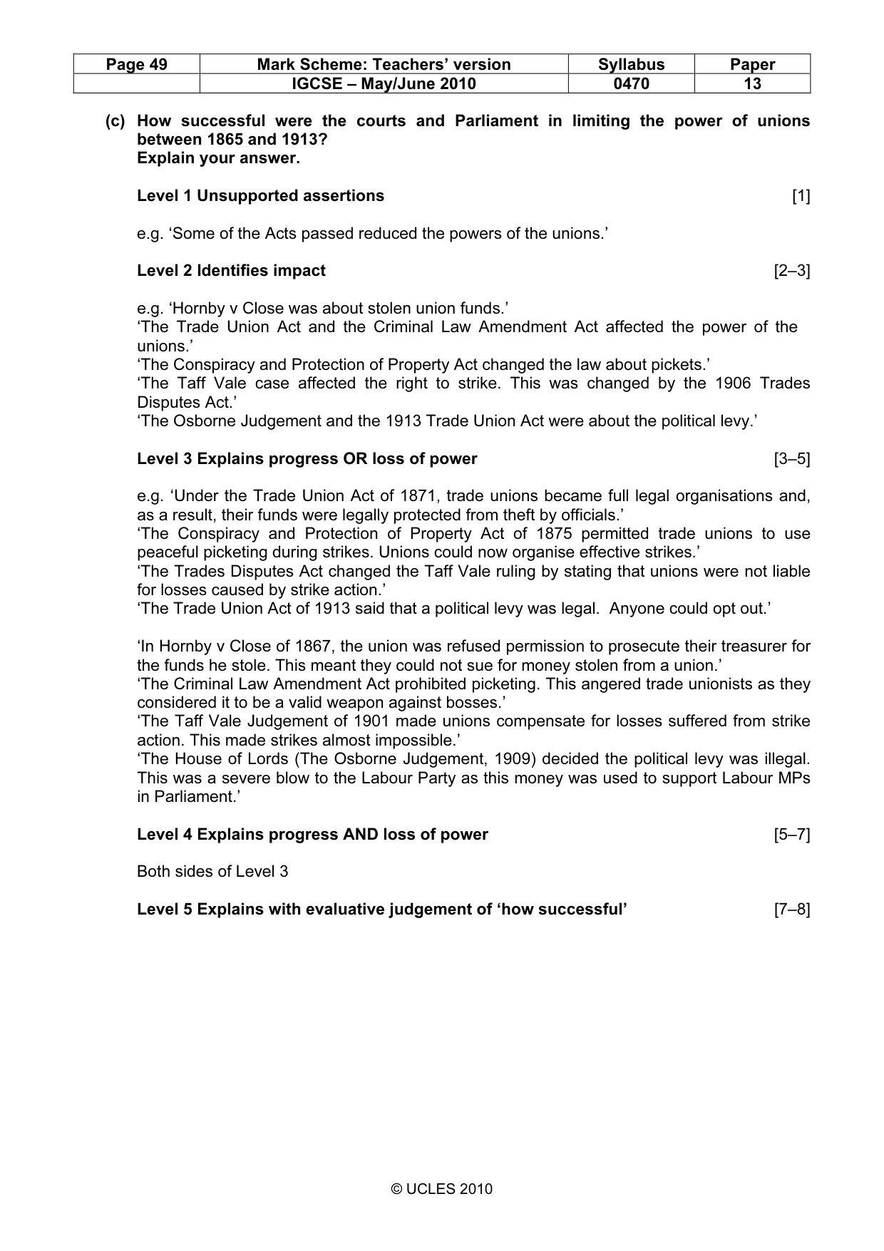 Mark scheme, page 49 of 53