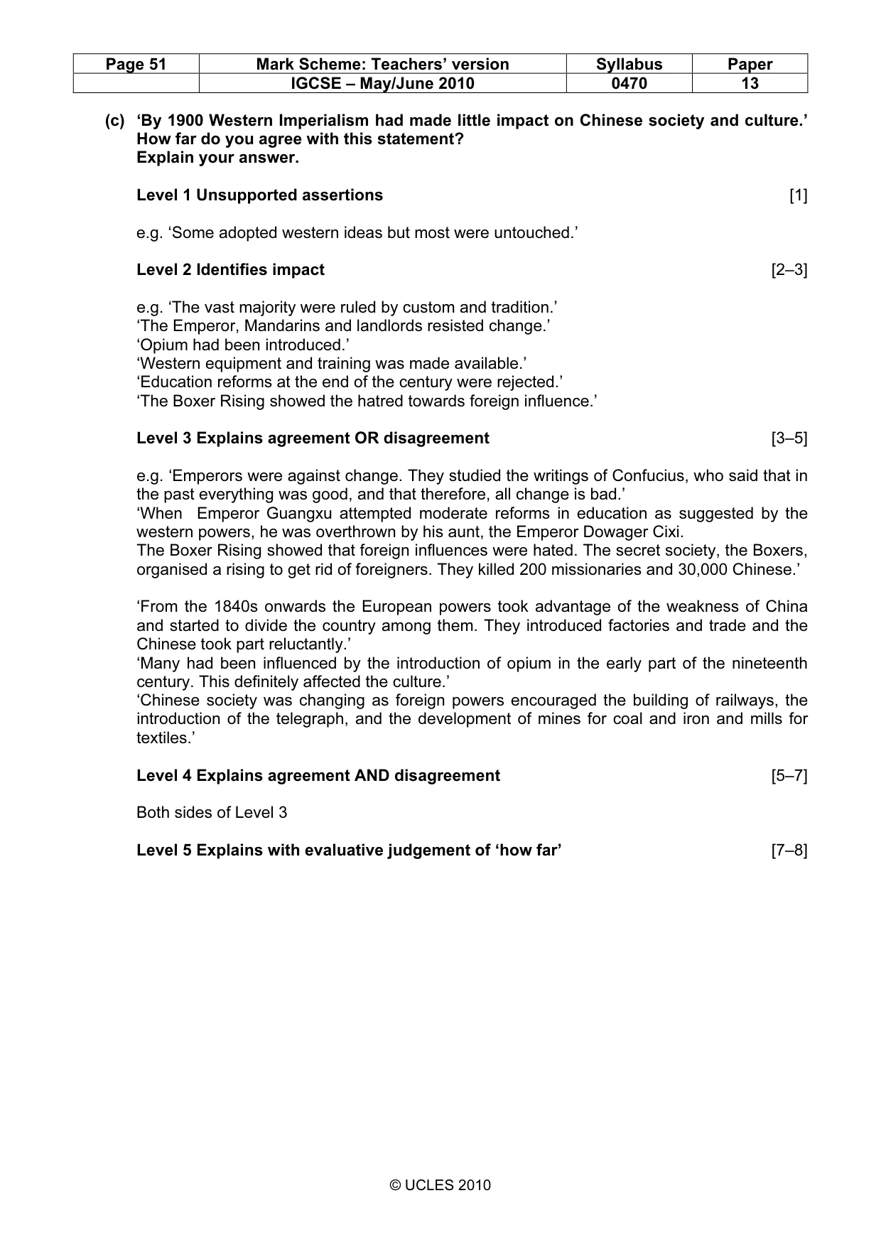 Mark scheme, page 51 of 53