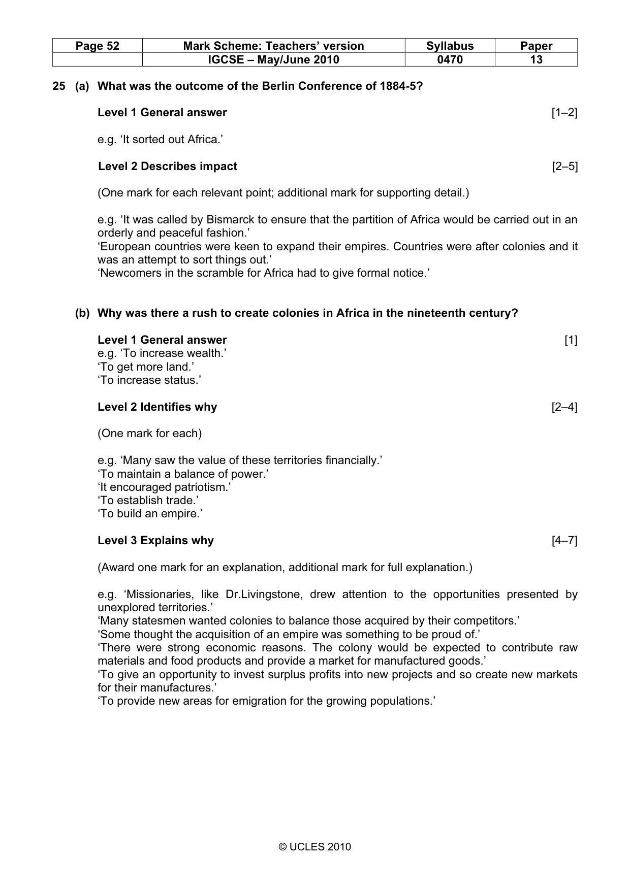 Mark scheme, page 52 of 53