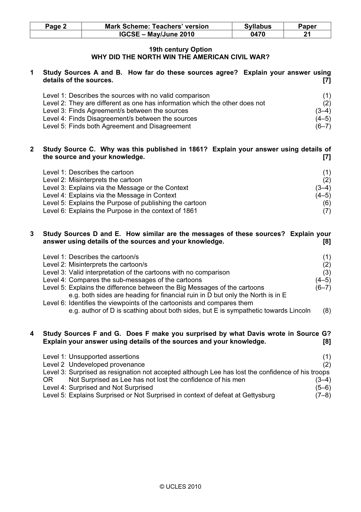 Mark scheme, page 2 of 5