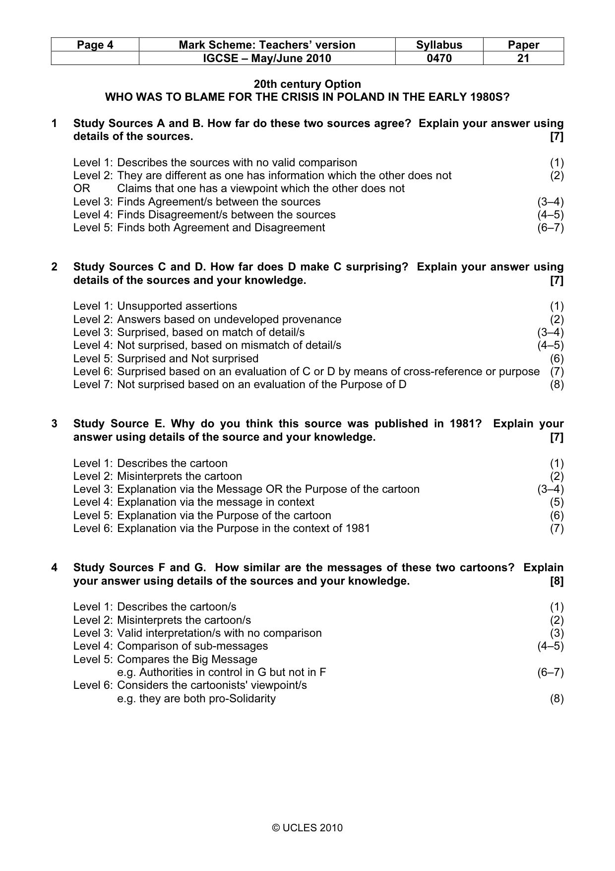 Mark scheme, page 4 of 5