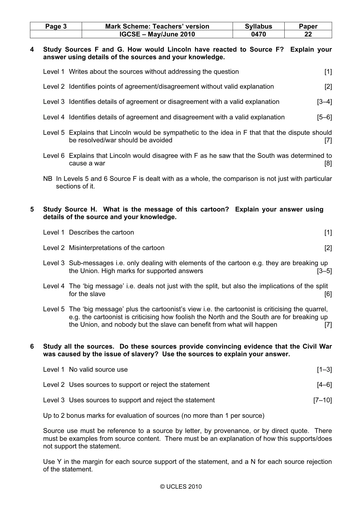 Mark scheme, page 3 of 6