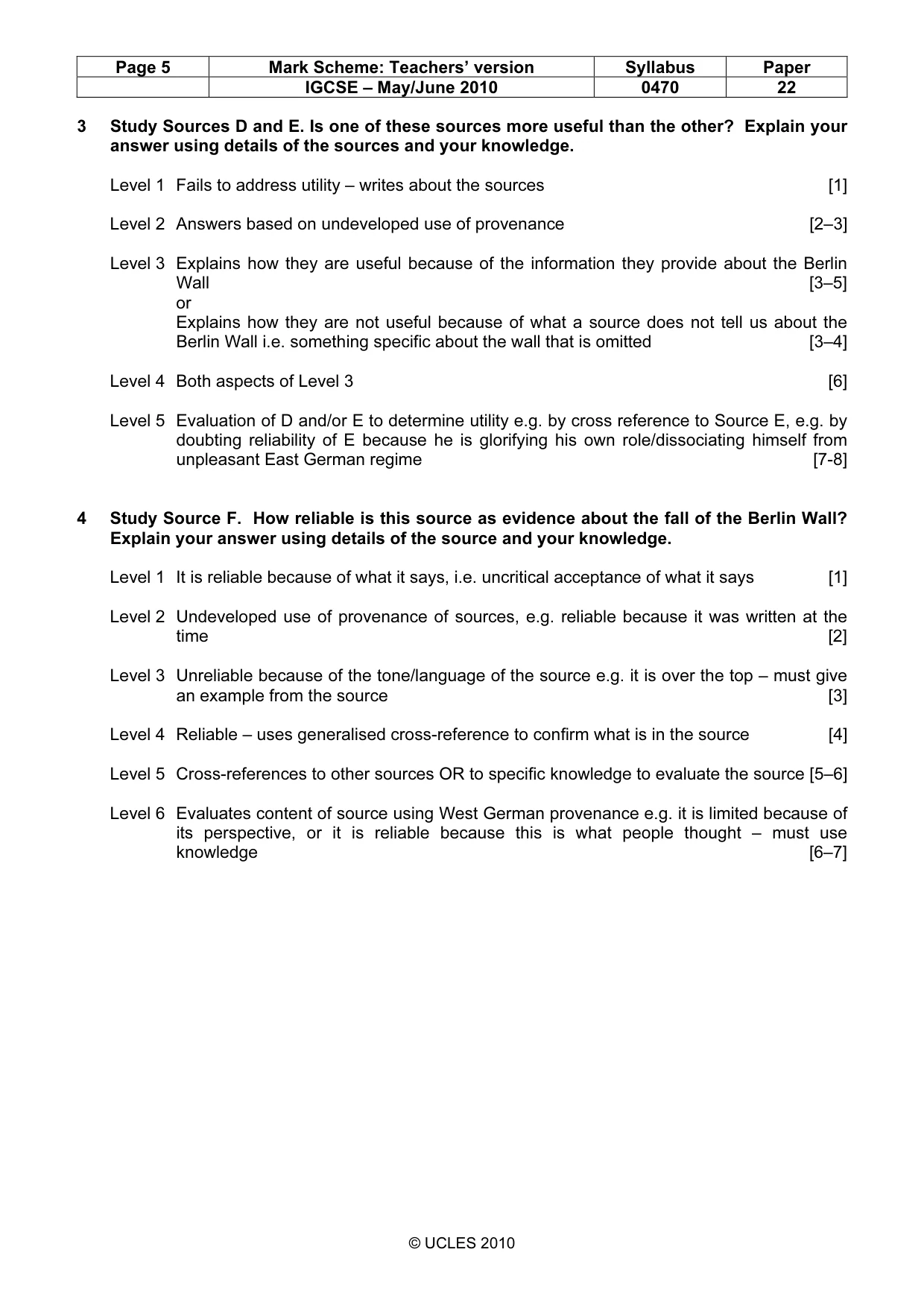Mark scheme, page 5 of 6