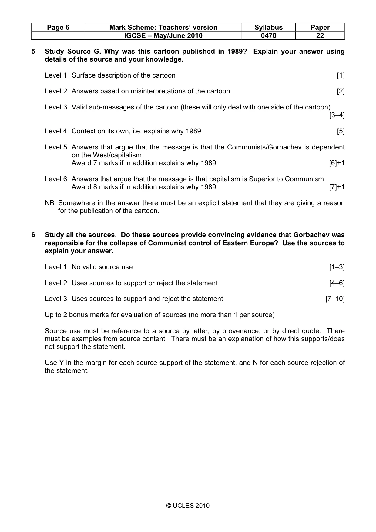 Mark scheme, page 6 of 6