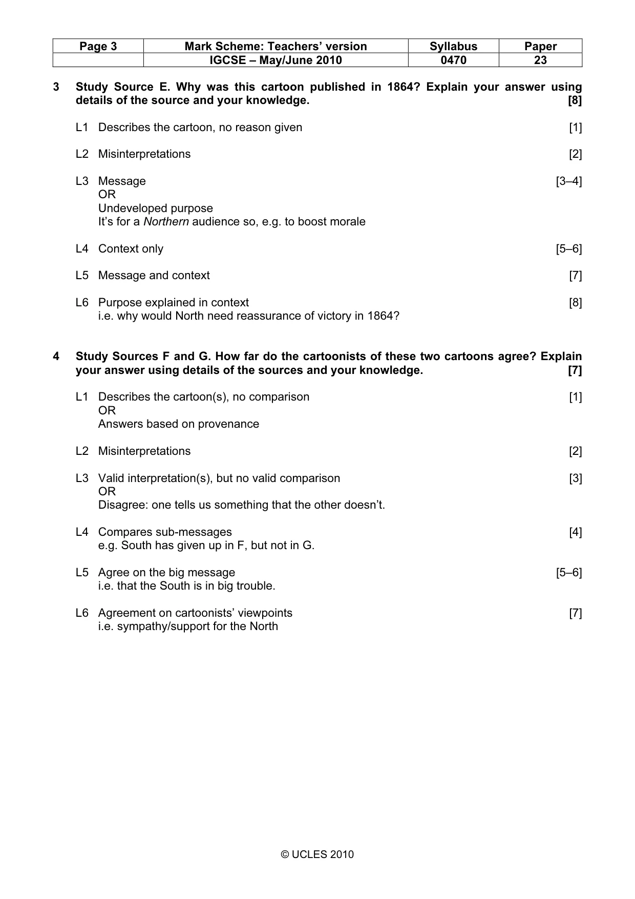 Mark scheme, page 3 of 7