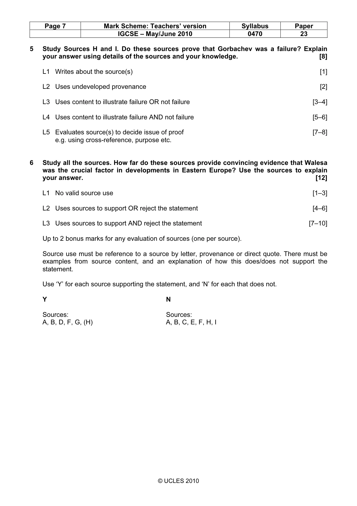 Mark scheme, page 7 of 7