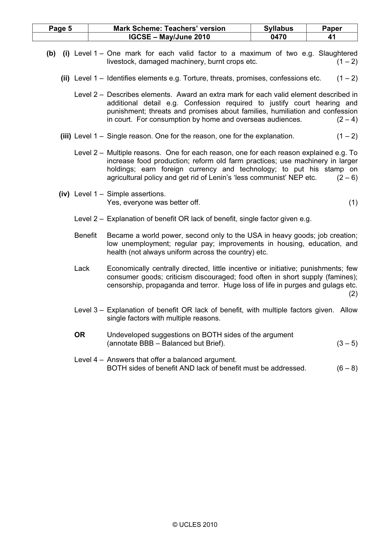 Mark scheme, page 5 of 17